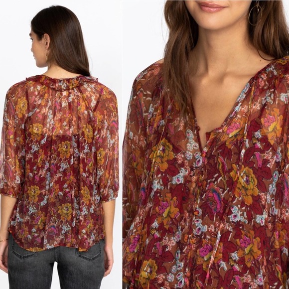 JOHNNY WAS Micah Peasant Blouse - Picture 2 of 10